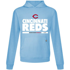 Light Blue Cincinnati Reds Levelwear Relay Center Stage Long Sleeve Hooded T-Shirt