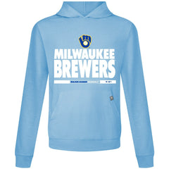 Light Blue Milwaukee Brewers Levelwear Relay Center Stage Long Sleeve Hooded T-Shirt