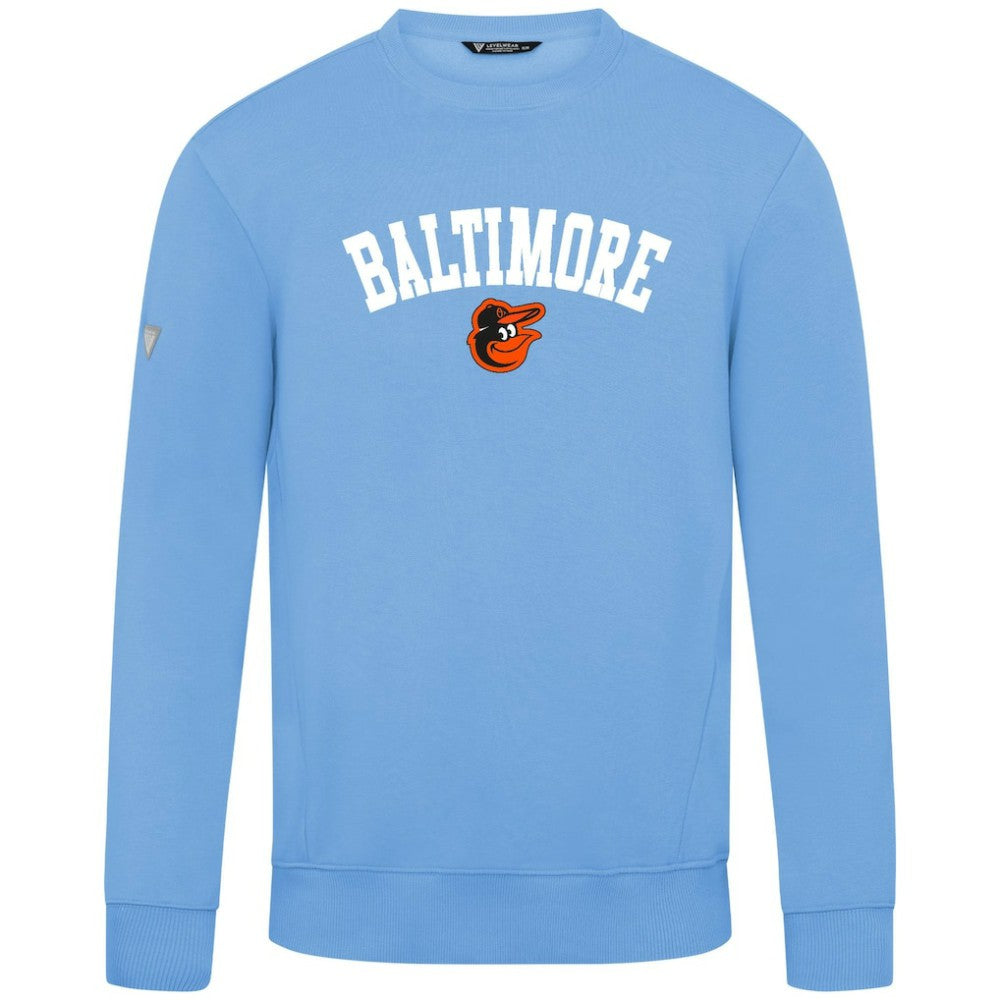 Light Blue Baltimore Orioles Levelwear Zane Felt Arch Pullover Sweatshirt