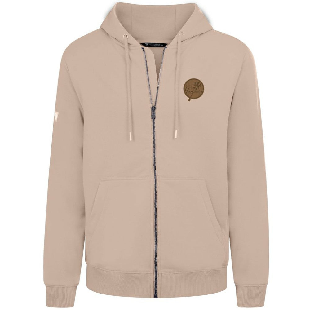 Khaki New York Yankees Levelwear Podium Full-Zip Hoodie