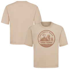 Khaki Cincinnati Reds Levelwear Spring Training Badge Luxe Signature Knit T-Shirt