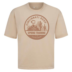Khaki Cincinnati Reds Levelwear Spring Training Badge Luxe Signature Knit T-Shirt