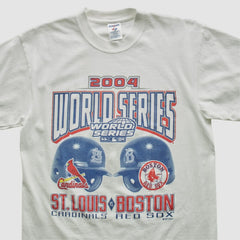 White MLB World Series Jerzees 2004 T-shirt