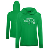 Green Kansas City Royals Levelwear Women's St. Patrick's Day Slender Raglan Hoodie