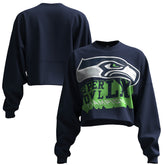 Spirit Jersey Women's Super Bowl LX s Cropped Long Sleeve T-Shirt - Seattle Seahawks T-shirts