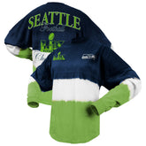 Spirit Jersey Women's Super Bowl LX s Horizontal Ombre Long Sleeve T-Shirt - Seattle Seahawks T-shirts