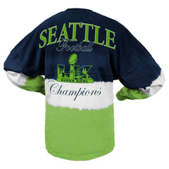 Spirit Jersey Women's Super Bowl LX s Horizontal Ombre Long Sleeve T-Shirt - Seattle Seahawks T-shirts