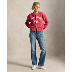 Red Yankees Polo Ralph Lauren Women's Seasonal Knit Full-Snap Cardigan