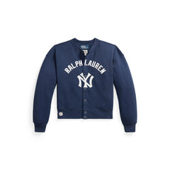 Navy Yankees Polo Ralph Lauren Women's Seasonal Knit Full-Snap Cardigan