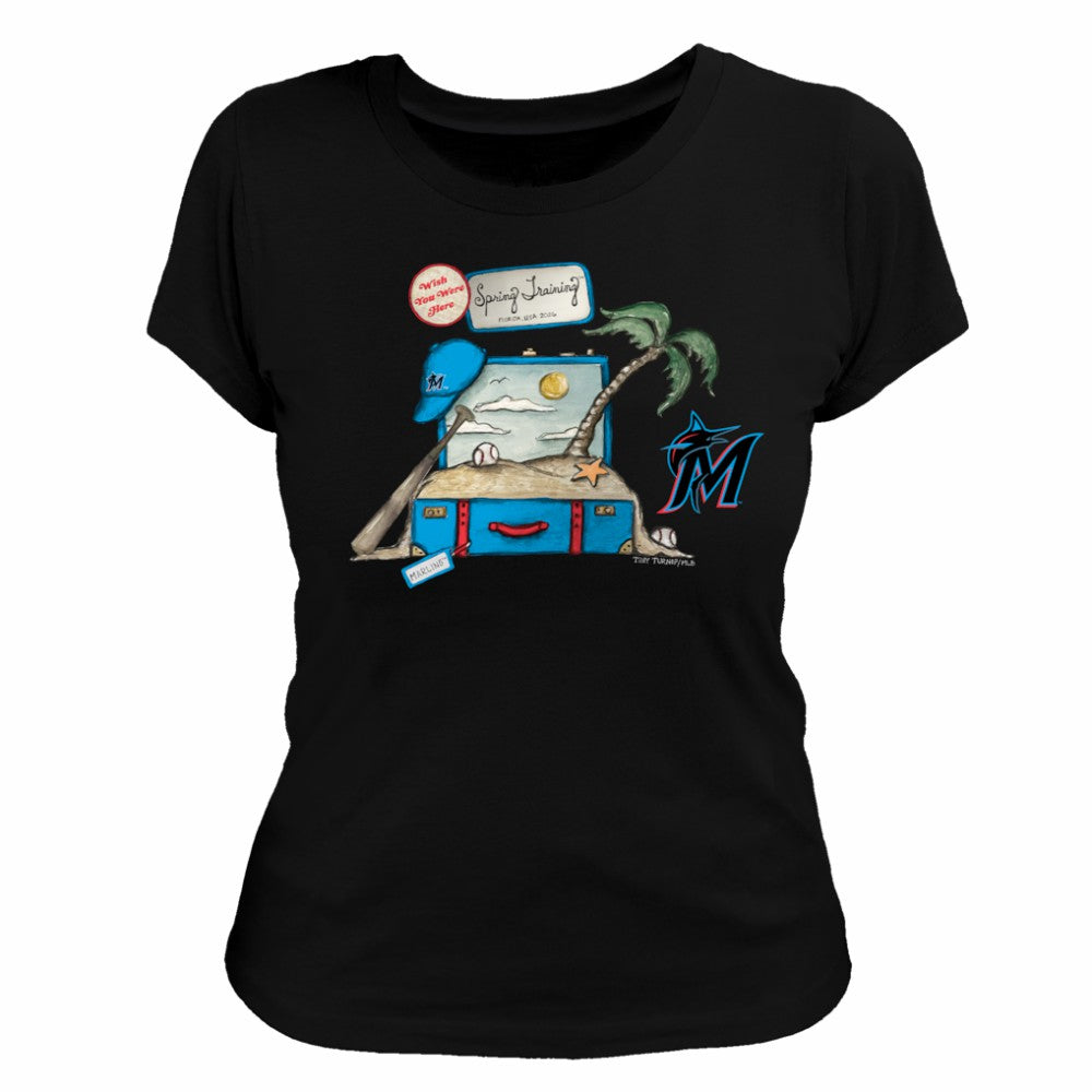Black Miami Marlins Tiny Turnip Women's 2026 Spring Training T-Shirt