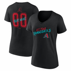 Black Arizona Diamondbacks Women's Hustle Personalized Name & Number V-Neck T-Shirt