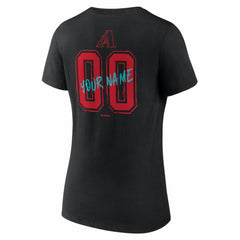 Black Arizona Diamondbacks Women's Hustle Personalized Name & Number V-Neck T-Shirt