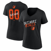 Black Baltimore Orioles Women's Hustle Personalized Name & Number V-Neck T-Shirt