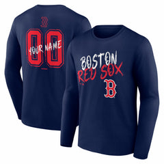 Navy Boston Red Sox Hustle Personalized Name & Number Long Sleeve T-Shirt