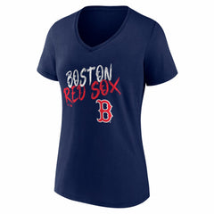Navy Boston Red Sox Women's Hustle Personalized Name & Number V-Neck T-Shirt