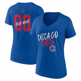 Royal Chicago Cubs Women's Hustle Personalized Name & Number V-Neck T-Shirt
