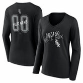 Black Chicago White Sox Women's Hustle Personalized Name & Number Long Sleeve V-Neck T-Shirt