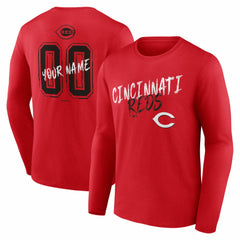 Red Cincinnati Reds Hustle Personalized Name & Number Long Sleeve T-Shirt