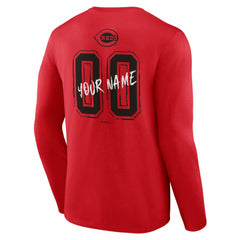Red Cincinnati Reds Hustle Personalized Name & Number Long Sleeve T-Shirt