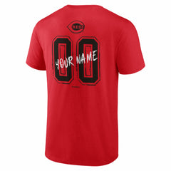 Red Cincinnati Reds Hustle Personalized Name & Number T-Shirt