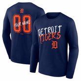 Navy Detroit Tigers Hustle Personalized Name & Number Long Sleeve T-Shirt