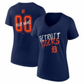 Navy Detroit Tigers Women's Hustle Personalized Name & Number V-Neck T-Shirt