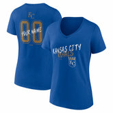 Royal Kansas City Royals Women's Hustle Personalized Name & Number V-Neck T-Shirt