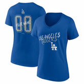 Royal Los Angeles Dodgers Women's Hustle Personalized Name & Number V-Neck T-Shirt