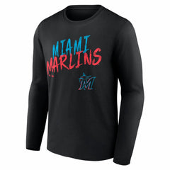 Black Miami Marlins Hustle Personalized Name & Number Long Sleeve T-Shirt