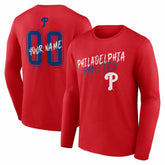Red Philadelphia Phillies Hustle Personalized Name & Number Long Sleeve T-Shirt