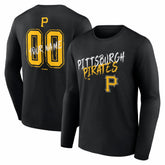 Black Pittsburgh Pirates Hustle Personalized Name & Number Long Sleeve T-Shirt