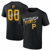 Black Pittsburgh Pirates Hustle Personalized Name & Number T-Shirt