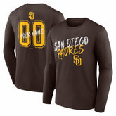 Brown San Diego Padres Hustle Personalized Name & Number Long Sleeve T-Shirt