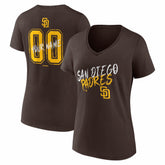 Brown San Diego Padres Women's Hustle Personalized Name & Number V-Neck T-Shirt