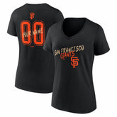 Black San Francisco Giants Women's Hustle Personalized Name & Number V-Neck T-Shirt