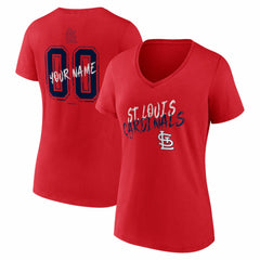 Red St. Louis Cardinals Women's Hustle Personalized Name & Number V-Neck T-Shirt