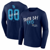 Navy Tampa Bay Rays Hustle Personalized Name & Number Long Sleeve T-Shirt