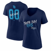 Navy Tampa Bay Rays Women's Hustle Personalized Name & Number V-Neck T-Shirt