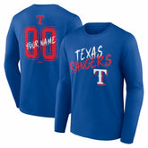 Royal Texas Rangers Hustle Personalized Name & Number Long Sleeve T-Shirt