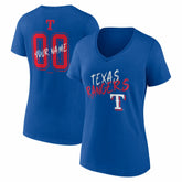 Royal Texas Rangers Women's Hustle Personalized Name & Number V-Neck T-Shirt