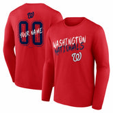 Red Washington Nationals Hustle Personalized Name & Number Long Sleeve T-Shirt