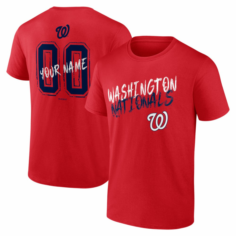 Red Washington Nationals Hustle Personalized Name & Number T-Shirt