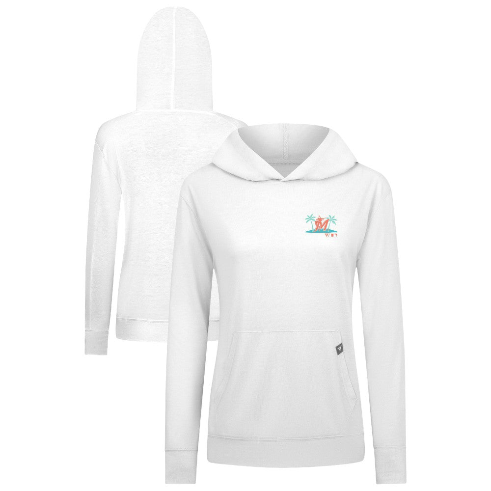White Miami Marlins Levelwear Women's Relay Spring Break Panoramic Bold Hoodie