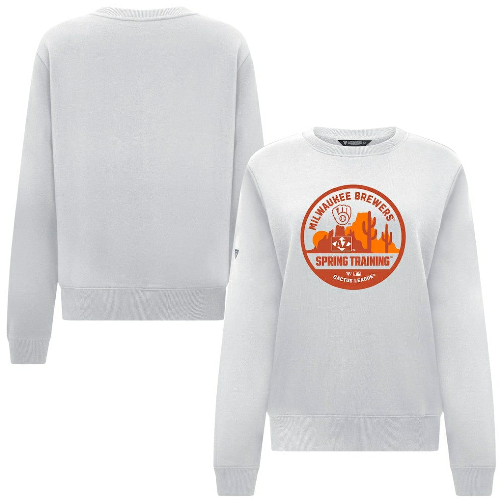 White Milwaukee Brewers Levelwear Women's Yvette Spring Training Badge Bold Sweatshirt