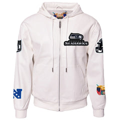 Jeff Hamilton Vegan Leather Full-Zip Hooded Jacket - Seattle Seahawks Jackets