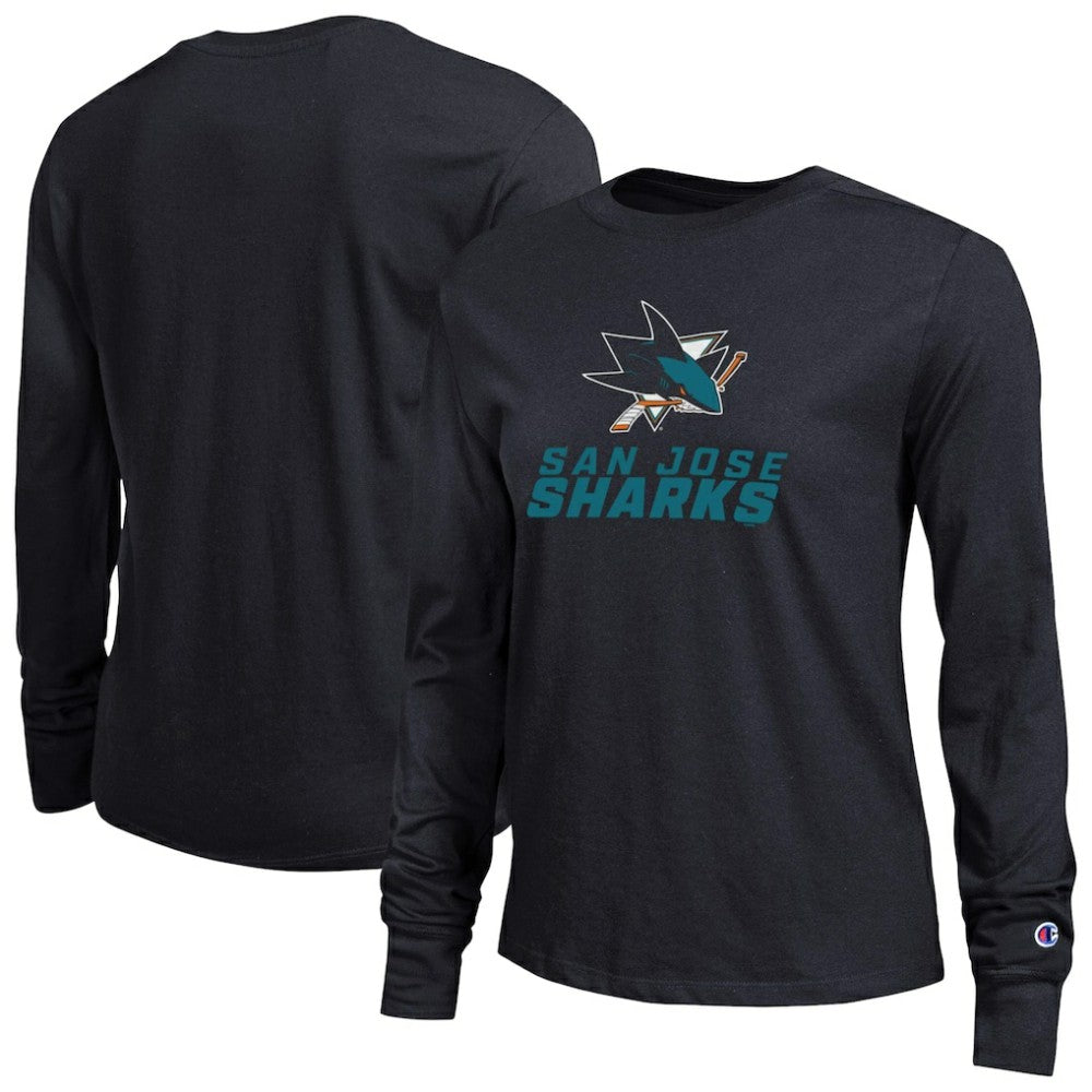 NHL San Jose Sharks Champion Women's Wordmark Lockup Long Sleeve T-Shirt