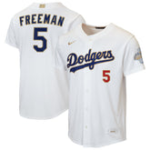 White Freddie Freeman Los Angeles Dodgers Nike Youth 2026 Gold Collection Home Replica Jersey