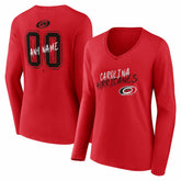 NHL Carolina Hurricanes Women's Hustle Personalized Name & Number Long Sleeve V-Neck T-Shirt