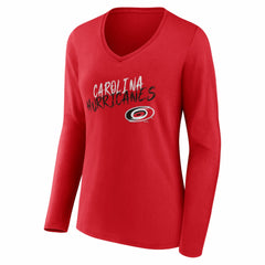 NHL Carolina Hurricanes Women's Hustle Personalized Name & Number Long Sleeve V-Neck T-Shirt