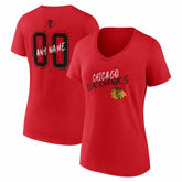 NHL Chicago Blackhawks Women's Hustle Personalized Name & Number V-Neck T-Shirt